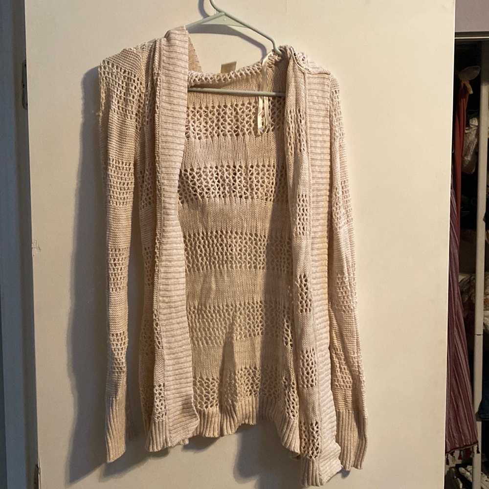 Roxy hooded knit cream sweater size medium